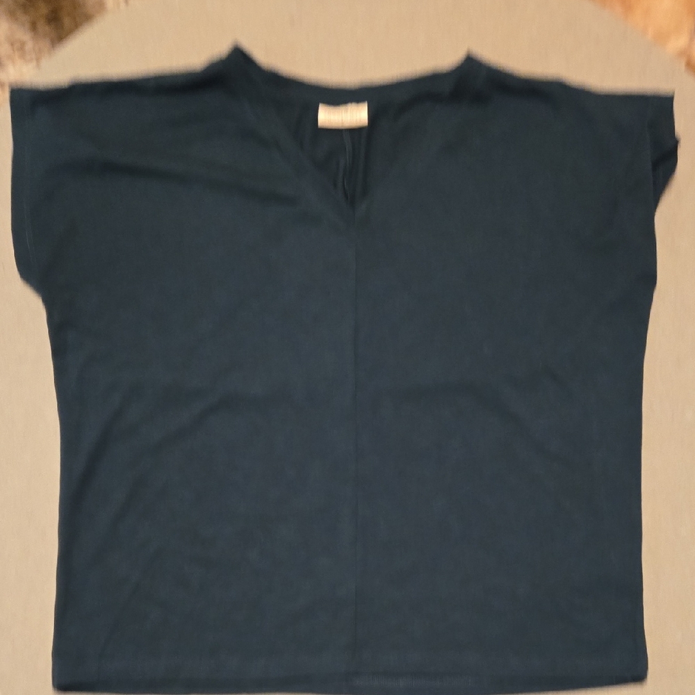 Green V-Neck Short Sleeve Top